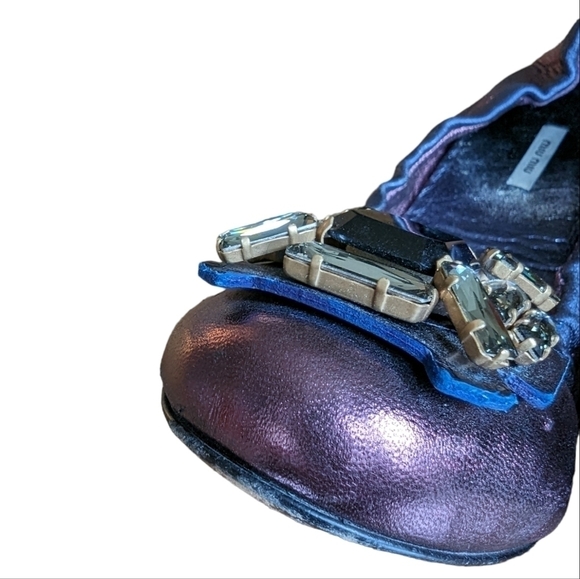 Miu Miu purple embellished jewel ballet flats sz EU 39.5 - Picture 10 of 12
